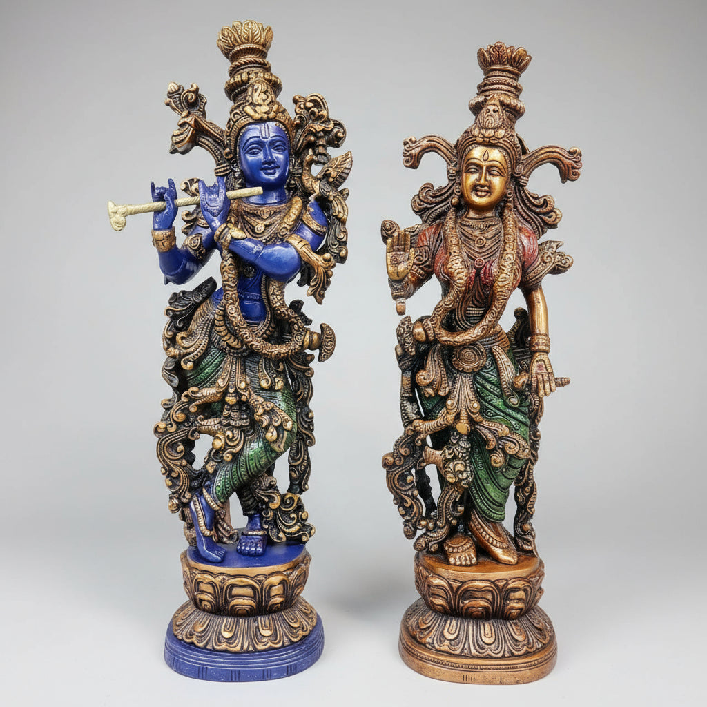 brass colorful radha krishan statue for home temple/ home décor